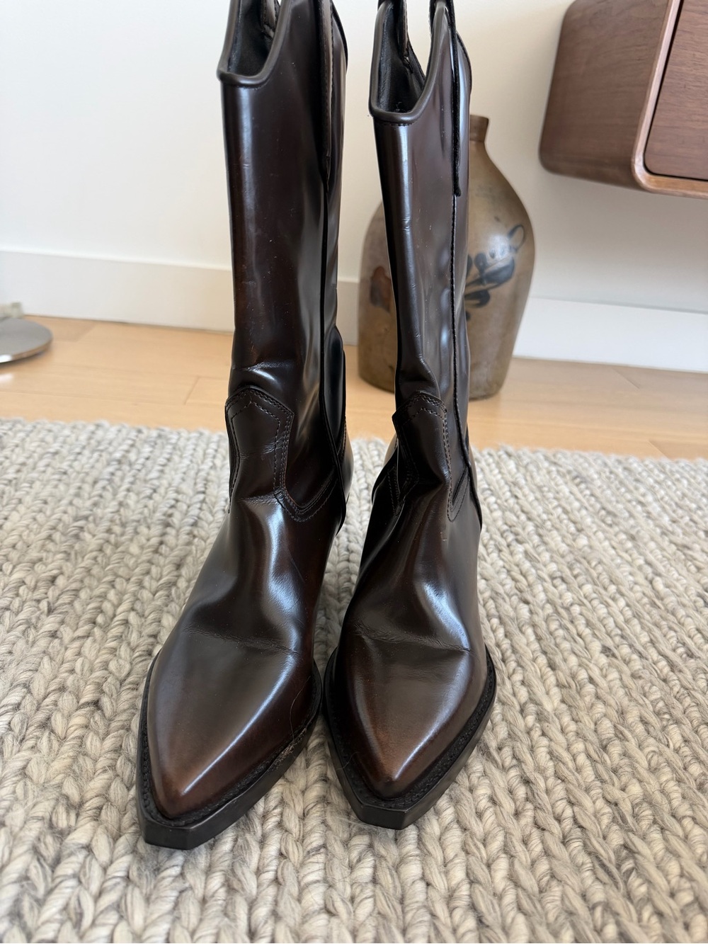 Dark Brown Leather Western Boots